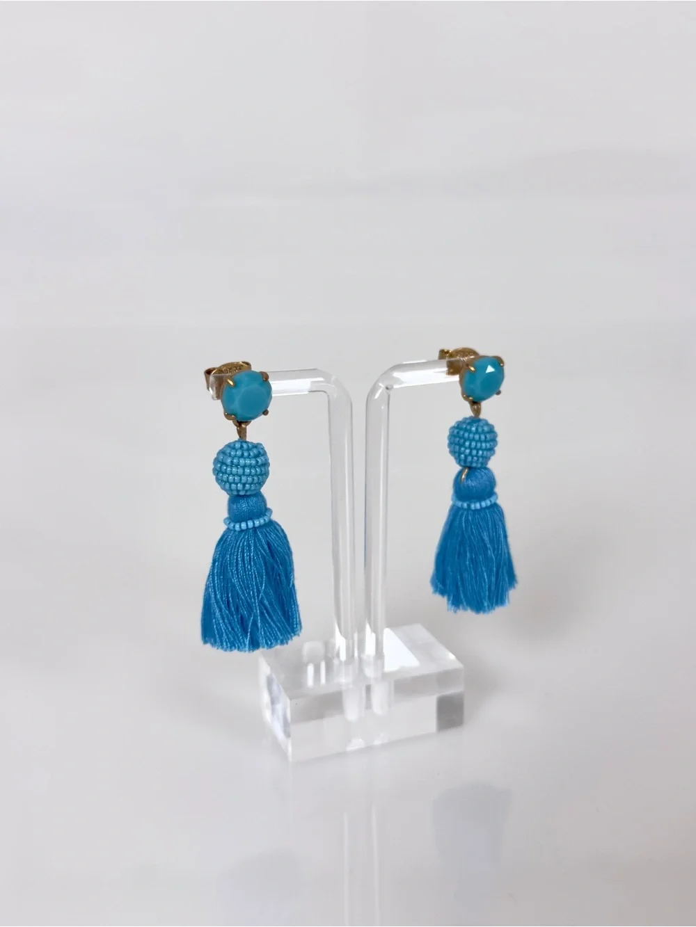 J.Crew Blue Beaded Tassel Drop Earrings